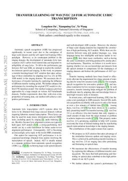 Transfer Learning of wav2vec 2.0 for Automatic Lyric Transcription