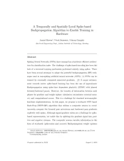 A temporally and spatially local spike-based backpropagation algorithm
  to enable training in hardware