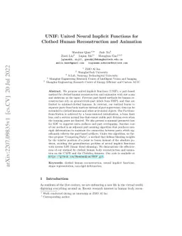 UNIF: United Neural Implicit Functions for Clothed Human Reconstruction
  and Animation