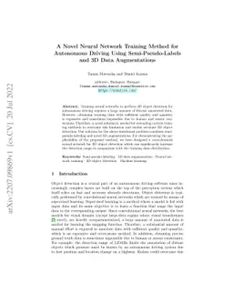 A Novel Neural Network Training Method for Autonomous Driving Using
  Semi-Pseudo-Labels and 3D Data Augmentations