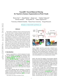 NeuralBF: Neural Bilateral Filtering for Top-down Instance Segmentation
  on Point Clouds
