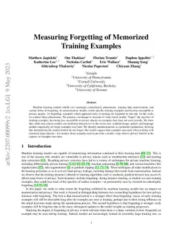 Measuring Forgetting of Memorized Training Examples