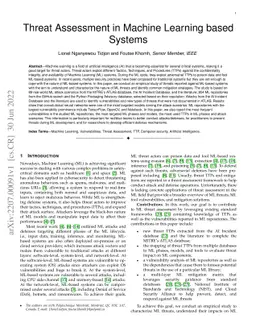 Threat Assessment in Machine Learning based Systems
