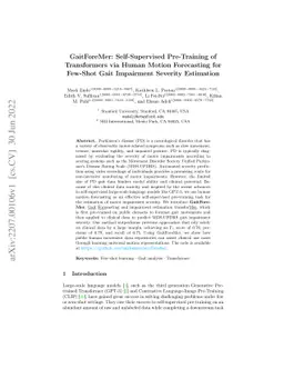 GaitForeMer: Self-Supervised Pre-Training of Transformers via Human
  Motion Forecasting for Few-Shot Gait Impairment Severity Estimation