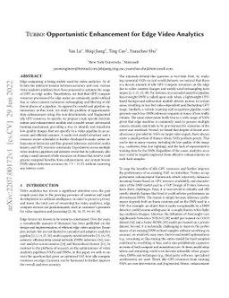 Turbo: Opportunistic Enhancement for Edge Video Analytics