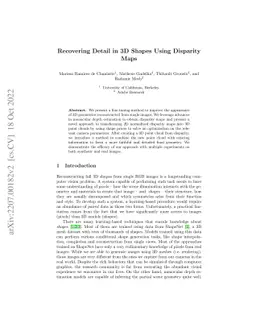 Recovering Detail in 3D Shapes Using Disparity Maps