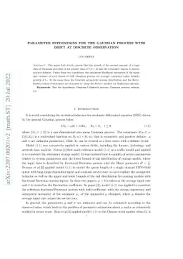 Parameter estimations for the Gaussian process with drift at discrete
  observation