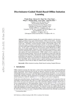 Discriminator-Guided Model-Based Offline Imitation Learning