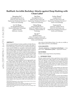 BadHash: Invisible Backdoor Attacks against Deep Hashing with Clean
  Label