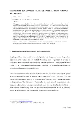 The distribution of order statistics under sampling without replacement