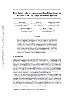 Distributed Influence-Augmented Local Simulators for Parallel MARL in
  Large Networked Systems