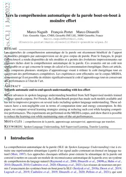 Vers la compréhension automatique de la parole bout-en-bout à
  moindre effort