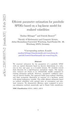Efficient parameter estimation for parabolic SPDEs based on a log-linear
  model for realized volatilities