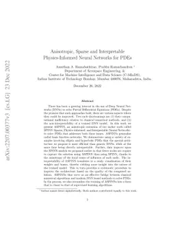 Anisotropic, Sparse and Interpretable Physics-Informed Neural Networks
  for PDEs
