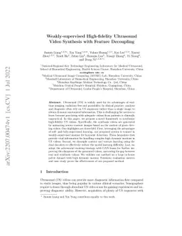 Weakly-supervised High-fidelity Ultrasound Video Synthesis with Feature
  Decoupling