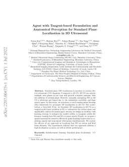 Agent with Tangent-based Formulation and Anatomical Perception for
  Standard Plane Localization in 3D Ultrasound