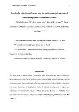 Panning for gold: Lessons learned from the platform-agnostic automated
  detection of political content in textual data