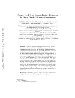 Unsupervised Cross-Domain Feature Extraction for Single Blood Cell Image
  Classification
