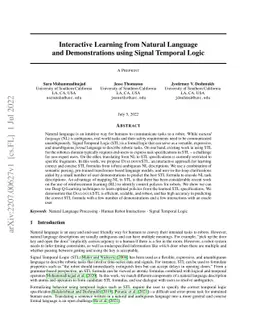 Interactive Learning from Natural Language and Demonstrations using
  Signal Temporal Logic