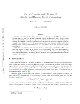 On the Computational Efficiency of Adaptive and Dynamic Regret
  Minimization