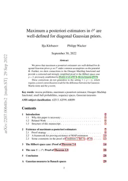 Maximum a posteriori estimators in $\ell^p$ are well-defined for
  diagonal Gaussian priors