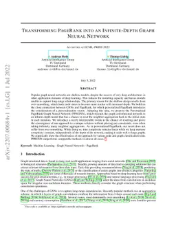 Transforming PageRank into an Infinite-Depth Graph Neural Network