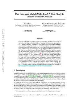 Can Language Models Make Fun? A Case Study in Chinese Comical Crosstalk