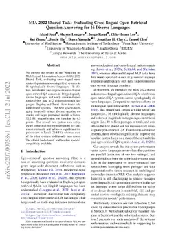 MIA 2022 Shared Task: Evaluating Cross-lingual Open-Retrieval Question
  Answering for 16 Diverse Languages