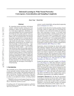 Informed Learning by Wide Neural Networks: Convergence, Generalization
  and Sampling Complexity