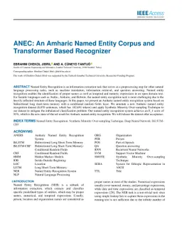 ANEC: An Amharic Named Entity Corpus and Transformer Based Recognizer