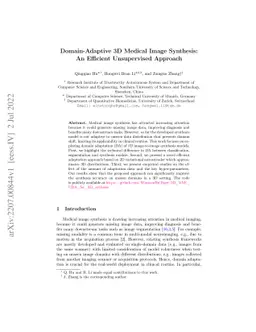 Domain-Adaptive 3D Medical Image Synthesis: An Efficient Unsupervised
  Approach