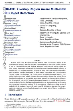 ORA3D: Overlap Region Aware Multi-view 3D Object Detection