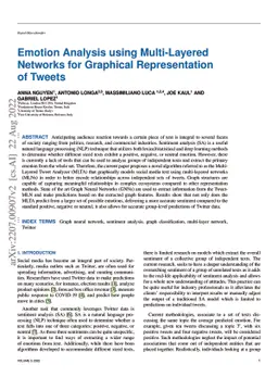Emotion Analysis using Multi-Layered Networks for Graphical
  Representation of Tweets