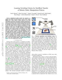 Learning Switching Criteria for Sim2Real Transfer of Robotic Fabric
  Manipulation Policies
