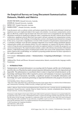 An Empirical Survey on Long Document Summarization: Datasets, Models and
  Metrics