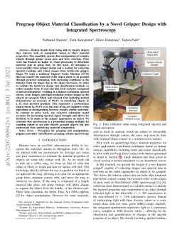 Pregrasp Object Material Classification by a Novel Gripper Design with
  Integrated Spectroscopy