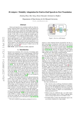 M-Adapter: Modality Adaptation for End-to-End Speech-to-Text Translation