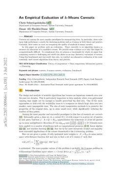 An Empirical Evaluation of $k$-Means Coresets
