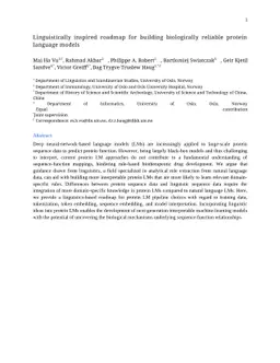Linguistically inspired roadmap for building biologically reliable
  protein language models