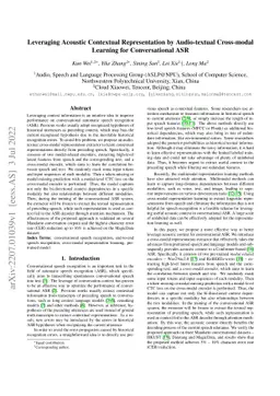 Leveraging Acoustic Contextual Representation by Audio-textual
  Cross-modal Learning for Conversational ASR