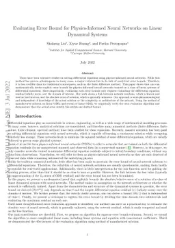 Evaluating Error Bound for Physics-Informed Neural Networks on Linear
  Dynamical Systems