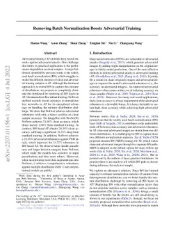 Removing Batch Normalization Boosts Adversarial Training