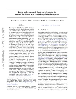 Partial and Asymmetric Contrastive Learning for Out-of-Distribution
  Detection in Long-Tailed Recognition