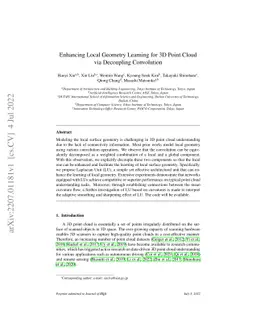Enhancing Local Geometry Learning for 3D Point Cloud via Decoupling
  Convolution