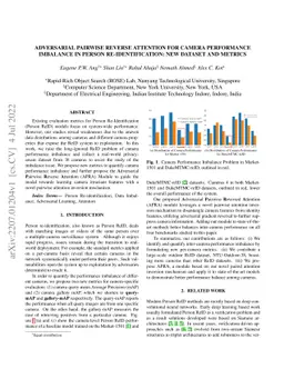 Adversarial Pairwise Reverse Attention for Camera Performance Imbalance
  in Person Re-identification: New Dataset and Metrics
