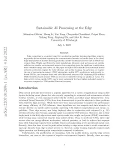 Sustainable AI Processing at the Edge
