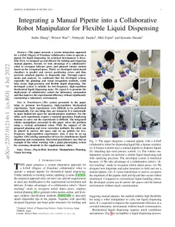Integrating a Manual Pipette into a Collaborative Robot Manipulator for
  Flexible Liquid Dispensing
