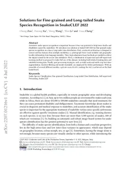 Solutions for Fine-grained and Long-tailed Snake Species Recognition in
  SnakeCLEF 2022