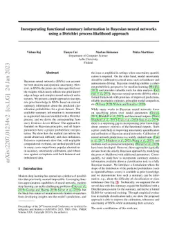 Incorporating functional summary information in Bayesian neural networks
  using a Dirichlet process likelihood approach