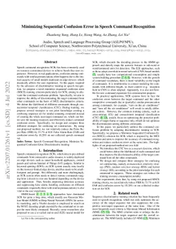 Minimizing Sequential Confusion Error in Speech Command Recognition